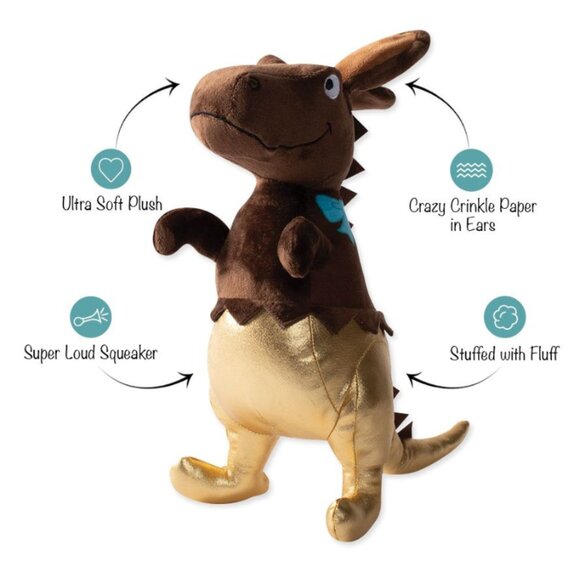 Choc-A-Saurus Rex Plush Dog Toy - PetShop by Fringe Studio - Picture 1 of 4